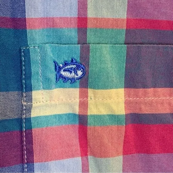 Southern Tide Colorful Plaid Button Down Shirt Size Small - Picture 5 of 10